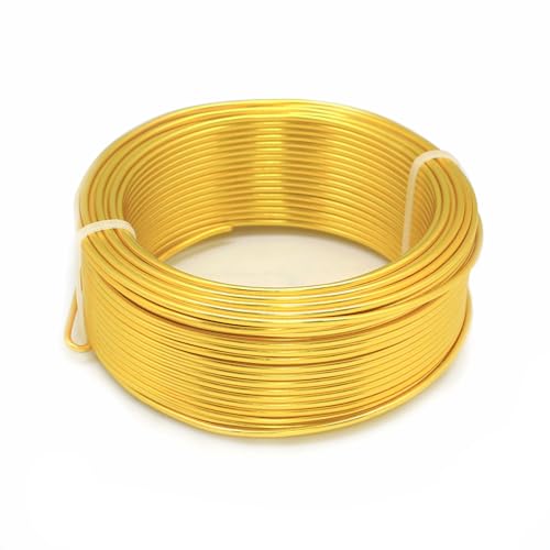 90 Feet Bendable Aluminum Craft Wire 2mm Metal Wire for Sculpting Bonsai Training Doll Skeletons DIY Jewelry Making Armature Making Wire Weaving (Gold) - color: Gold
