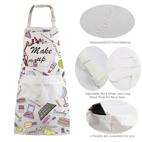 MBMSO Makeup Artist Aprons with Pockets Makeup Apron for Artist Esthetician Gift Cosmetology Student Gift Aprons - color: Makeup Artist Apron-w