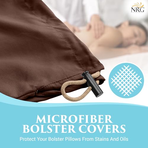 NRG Microfiber Bolster Covers Round Massage Bolster Pillow Covers - 6" x 27" - 100% Polyester Microfiber - Soft & Durable - Protection from Stains & Oil - Drawstring Closure (Dark Chocolate) - color: Dark Chocolate, size: 6" x 27"
