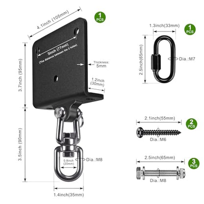 BeneLabel Heavy Bag Hanger for Punching Bag Beam Mount Hardware 360° Rotation Boxing Bag Ceiling Mount I-Beam Hanger for Hanging Heavy Punching Bags Wall Hangers - color: 360° Closed Connection Clasps with Carabiner