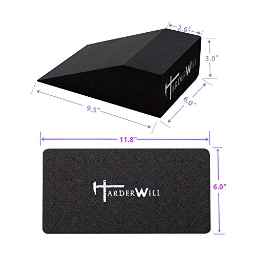 Yoga Foam Wedge Blocks (Pair), Calf Raise Block, Calf Stretcher, Yoga Wrist Support, Balance, Pushup, Fitness, Pilates, Heel Stretcher, Squat Wedge with Gym Bag - color: black, size: Wedges with Strap and Pads