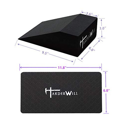 Yoga Foam Wedge Blocks (Pair), Calf Raise Block, Calf Stretcher, Yoga Wrist Support, Balance, Pushup, Fitness, Pilates, Heel Stretcher, Squat Wedge with Gym Bag - color: black, size: Wedges with Strap and Pads