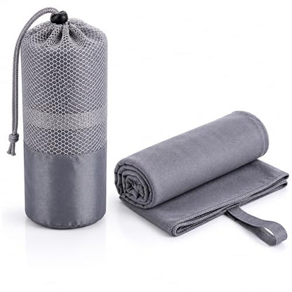 Beda Home Microfiber Travel Towel - Ultra Soft Fast Drying Gym Towel, Super Absorbent & Compact Sports Towel for Camping, Hiking, Swimming, Yoga - Includes Breathable Mesh Carrying Bag (Set of 1,Grey) - color: Grey