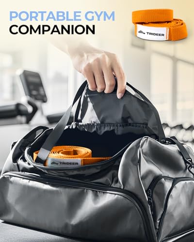 Trideer Stretching Strap with Loops & Leg Lifter, Non-Elastic PT Strap | Leg Lifter Mobility Aid, Non-Elastic PT Stretching Strap, Multi-Loop Grip Control, Home Recovery Support - color: Orange