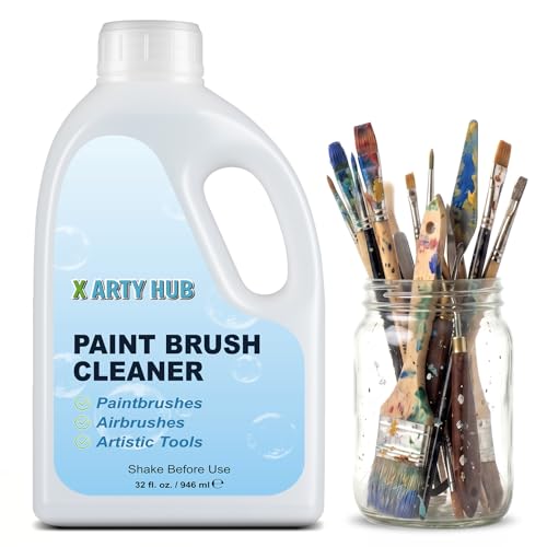 Paint Brush Cleaner 32 fl oz, for Water-Based Acrylic Paints | Gentle Cleaning Solution for Paintbrushes, Airbrushes & Art Tools, Acrylic Paint Cleaner & Airbrush Cleaner