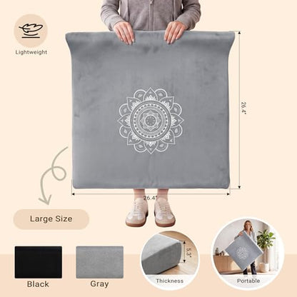 Meditation Cushion Set with High-Density Foam : 26.4" Large Floor Pillow for Yoga, Meditation, Sitting，Zafu & Zabuton Removable Washable Luxe Velvet Cover