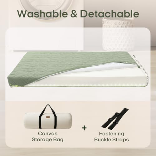 ZonLi Japanese Floor Mattress Futon Mattress Queen Size 6 Inch Thick - color: Green, size: Queen (80"L x 60"W x 6"Th)