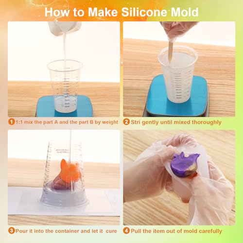 Silicone Mold Making Kit, 48oz 10A Elastic Liquid Silicone for Casting Resin molds and Candle & Soap Mold,Fast Cure Translucent Platinum Silicone Rubber - size: 48 OZ