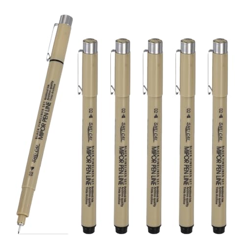 PATIKIL Fineliner Pens, 6 Pcs 02 0.3mm Fineliner Marker Black Waterproof Ink Archival Drawing Pens Art Supplies Set for Sketching Journaling Scrapbooking Artist Illustration - size: 02 0.3mm