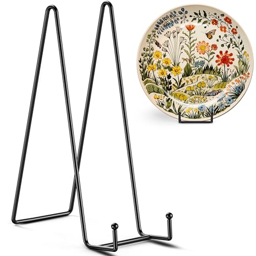 TR-LIFE 4 Pack 12 Inch Large Plate Stands/holder for Display - Metal Picture Frame Holder Stand + Easels for Platter, Book, Plaque, Photo, Table top Art - size: 12 Inch