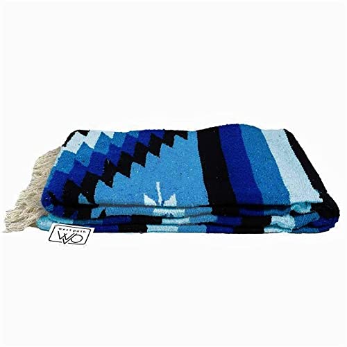 Open Road Goods Handwoven Mexican Diamond Blanket, Throw, or Yoga Bolster - Blue - color: Blue Blanket