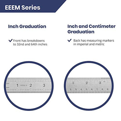 Pacific Arc Stainless Steel Ruler Inch and Metric, with 32nd and 64th Graduations, 24 Inches - style: 24 In