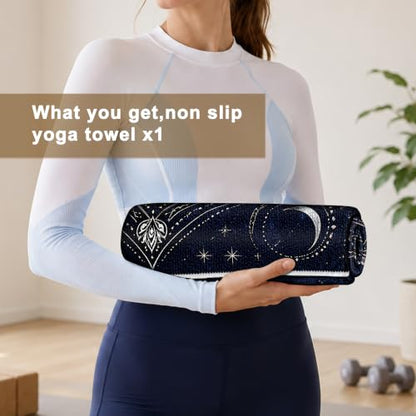 Hot Yoga Towel Non Slip, Ultra-Absorbent Yoga Mat Towel, Soft with Printed Design, Machine Washable, Yoga Pilates Towel Suitable for Exercise, Pilates, Yoga, 72x27in.Purple - color: Purple Flower