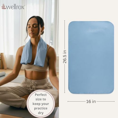 Wellrox Microfiber Yoga Hand Towel – Super Soft, Quick-Dry, Non Slip Yoga Towel for Hot Pilates, Gym & Workouts (26.5" x 16", Blue) - color: Blue