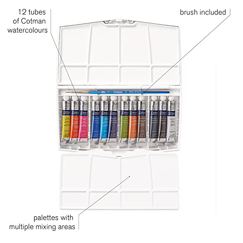Winsor & Newton Cotman Watercolor Paint Set, 12 x 8ml Tube Travel Set | Watercolor Paint made with Fine Art Pigments, Transparent Color, Lightfast & Permanent, Good Tinting Strength - style: 12 Tube Travel Set 8ml