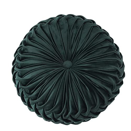 Baiyuruodie Round Velvet Pillow, Sofa Bed Bedroom Decorative Throw Pillow (38cm, Dark Green) - color: Dark Green, size: 1 Count (Pack of 1)