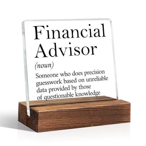 Financial Advisor 나무 스탠드가 있는 아크릴 사인, 재미있는 홈 오피스 책상 장식 명판, 재무 고문을 위한 감사 선물, 재무 승무원 투자 중개인 머니 메이커를 위한 감사 선물 - color: 블랙 3