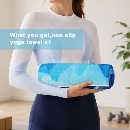 Yoga Mat Towel,Hot Yoga Towel High-Definition Pattern,Machine Washable with Ultra-Absorbent Yoga Towels for Hot Yoga Non Slip for Fitness,Exercise,Pilates,72 x 27 in,Wave - color: Wave