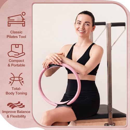 12 Pcs Pilates Rings 14 Inch and 12 Inch Exercise Ring Magic Circle Yoga Ring Lightweight Flexible Workout for Fitness Training Physical Therapy Full-Body Toning and Shaping - color: Pink,Purple