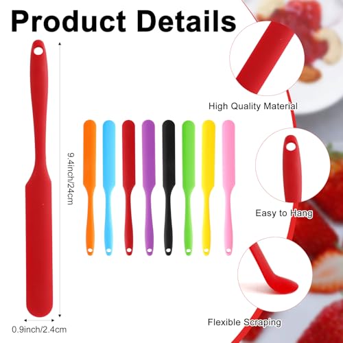 Silicone Jar Spatula 8 pcs Jar Scraper Long Handle Thin Spatula Heat Resistant Cake Cream Spatulas Set Sourdough Stirring Stick Non-Stick Jam Spreader for Kitchen Cake Cream Butter Jam Baking Mixing - color: Style1: 8 PCS