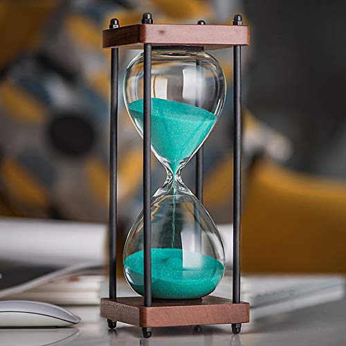 Large Hourglass Timer 60 Minute, Decorative Wooden Sandglass, Green - color: Green Sand