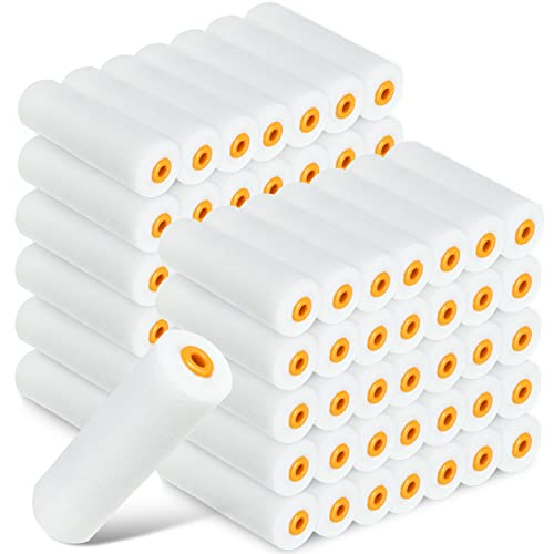 Nuogo 120 Pcs 4 Inch Foam Paint Roller Mini High Density Foam Roller Refills Paint Edger Tool for Walls Brings Smooth Finishes Flat Surfaces (White) - size: 4 Inch