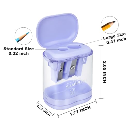 Manual Pencil Sharpener, 12 Pack, Dual Holes for School Office | Snap-on Lid, Compatible with Standard and Jumbo Pencils