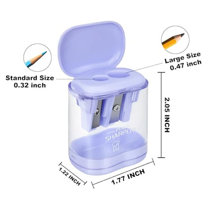 Manual Pencil Sharpener, 12 Pack, Dual Holes for School Office | Snap-on Lid, Compatible with Standard and Jumbo Pencils