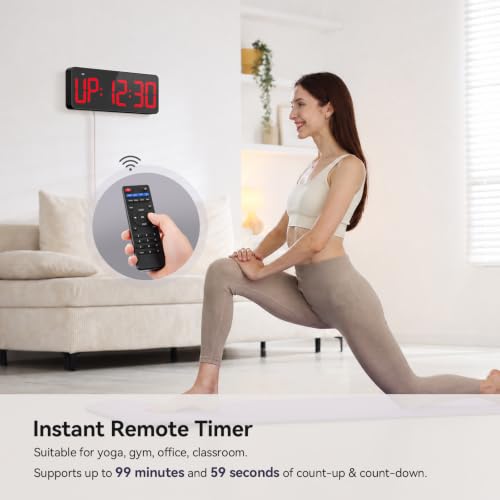 Gym Timer Clock, 12" LED Exercise Timer for Workout Intervals - color: Red
