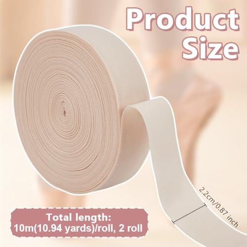 OLYCRAFT 21.9 Yards/20m Ballet Elastic Pointe Shoe 7/8 Inch Satin Stretch Ribbon Roll Minimalist Ballet Elastic Strap Pointe Shoe Ribbon Rolls for Women Shoes Accessories