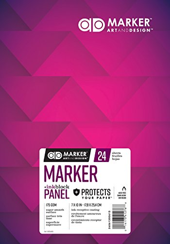 AD Marker Chartpak Paper Pad with Ink Block Panel, 175 GSM, 7 x 10, 24 Sheets/Pad, White, 1 Each (26061300615) - size: 7 x 10 Inches