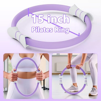 14" Pilates Ring - Magic Circle for Inner Thigh, Arm & Core Toning | Anti-Bend Foam Handles | Home Fitness Gear for Women