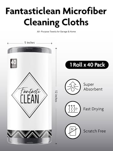 Fantasticlean Microfiber Cleaning Cloth Roll-40 Sheets, 12" x 12" (Dimgrey) - color: Dimgrey, size: 40 pack