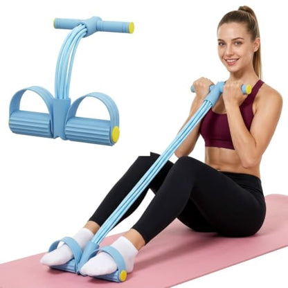 Pedal Resistance Band with Handle,4/6/8 Tubes Options,Full-Body Use - color: 6Tubes-Blue