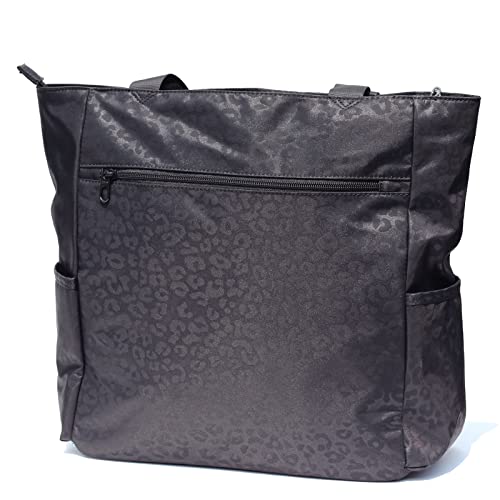 ESVAN Original Floral Water Resistant Large Tote Bag Shoulder Bag for Gym Beach Travel Daily Bags Upgraded - color: [A] Black