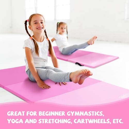 Kangaroo Hoppers Gymnastics Tumbling Mats Foldable Gym Tumble Mat for Kids - color: Gradient Pink, size: 3×6FT×1.5''