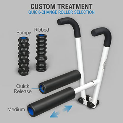 DoubleUP Roller D4 Leg & Arm Massager, Metal Frame + 4 Rollers, White - color: White