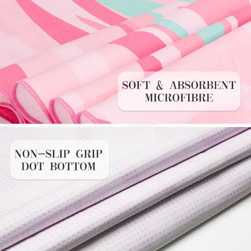 Yoga Mat Towel Cover with Large Corner Pockets, Non Slip Grip Microfiber Mat Cover Mat for Hot Yoga, Pilates and Gym Workout, 74" L x 26" W, Pink - color: Pink, size: 74"×26"