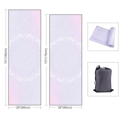 QiyI Hot Yoga Towel with Grip Dots, Non Slip, 70"x26", Purple Mandala - color: Purple Mandala, size: 70"x26"