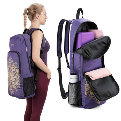 Gonex Yoga Mat Bag Convertible Backpack Blocks Carrier with Wet Pocket - color: Purple