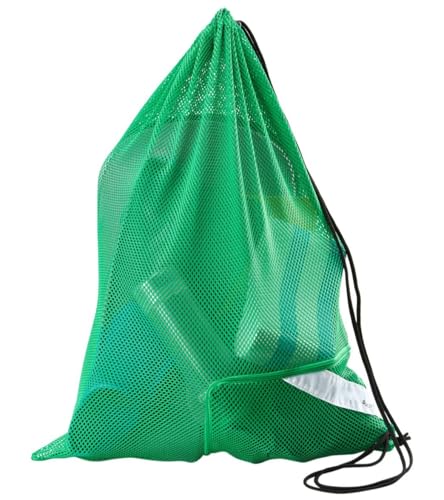 Sporti Mesh Swim Bag Drawstring Backpack, Equipment Bags For Swimmer - color: Kelly Green, style: 2. Mesh Bag With Zipper Pocket