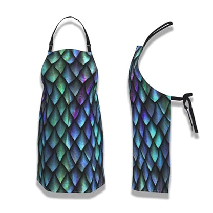Gardening Apron for Men Dragon Scales Cute Aprons for Women for Kitchen Cooking Restaurant BBQ Painting Crafting 27” (W) x 31” (H), Waterproof Apron - color: Dragon Scales