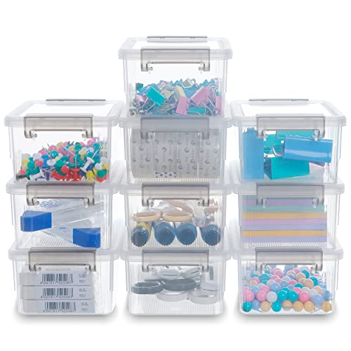 Citylife 0.53 QT 10 Packs Small Storage Bins Plastic Storage Container Stackable Box with Lids for Organizing, Clear White | Plastic Box for Beads, Buttons, Sewing Supplies, Office Supplies and Small Toys - color: Clear White, size: 0.53 QT(10 Pack)