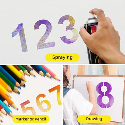 4 Inch Number Stencils Plastic Number Stencils Reusable Digital Painting Templates for Cake Stencil Address Templates - size: 4 Inch
