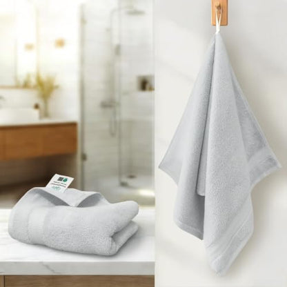 VOOVA & MOVAS Light Gray Hand Towels 2 Pack, 100% Cotton, 13x29 in | Lightweight Ultra Soft & Highly Absorbent, Quick Dry, Built-in Hanging Loop, Great for Home, Gym & Hotel - color: Lightgray