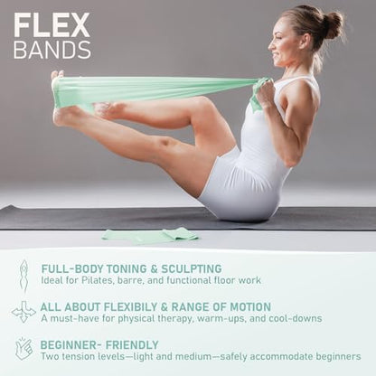 PhysKcal Pilates Kit, 15-Inch Pilates Ring with 1x Pilates Ball & 5X Bands | Aesthetic Home Pilates Equipment Set, Essential Kit for Beginners in Minimalist Style. Comes in Premium Packaging - color: Mint