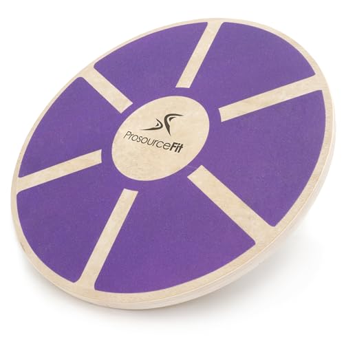 ProsourceFit Wooden Balance Board Non-Slip Wobble Core Trainer 15.75in (39.5cm) Diameter with 360 Rotation for Stability Training, Full Body Exercises, Physical Therapy