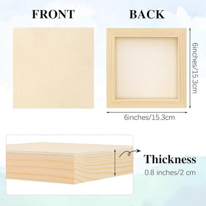 Aodaer 8 Pack Wood Panels 6 x 6 Inch Wooden Panels Canvas Unfinished Craft Wood Boards Panels for Art Crafts Acrylic and Oil Painting Pouring DIY Projects - size: 6 x 6 Inch