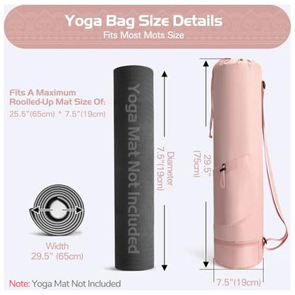 Yoga Mat Bag, Yoga Bag with Adjustable Strap and Pockets - color: Beige