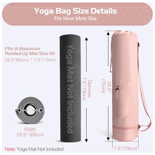 Yoga Mat Bag, Yoga Bag with Adjustable Strap and Pockets - color: Black